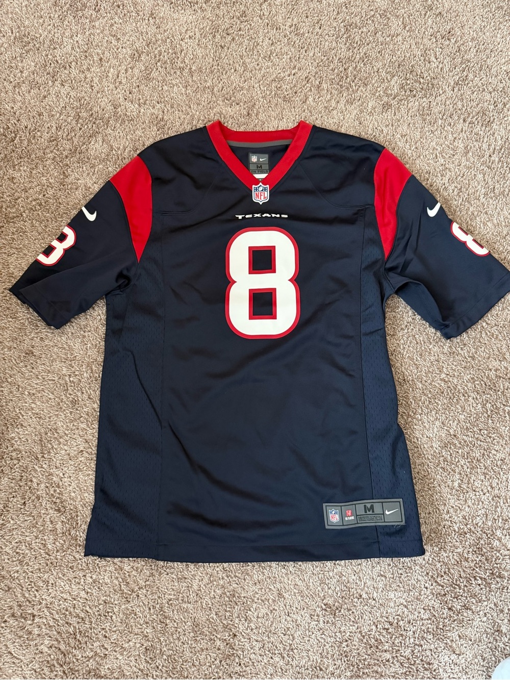 NFL Texans #8 Schaub Navy and Red Men's Football Jersey
